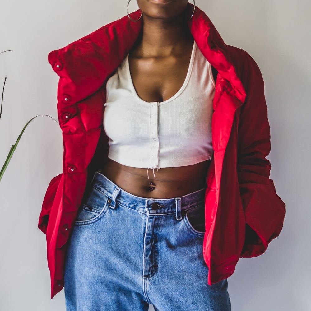 Ann Taylor Womans red puffer jacket